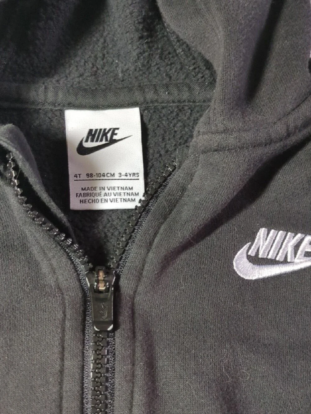 Nike Black Kids Full-Zip Hooded Sweatshirt 3-4 Yrs Old